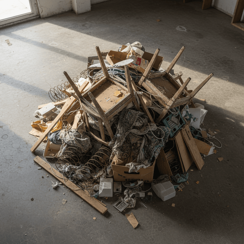 Pile of junk and debris from a recent clean-out